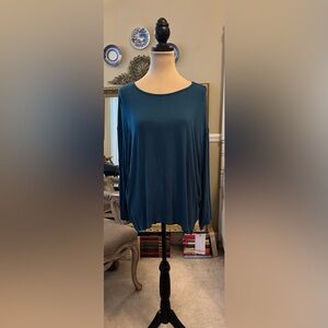Kinesis Teal Long Sleeve Athleisure XL Top, NWTS, machine wash, tumble dry